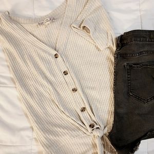 Lightweight Cream M Pink Republic Buttoned T Shirt